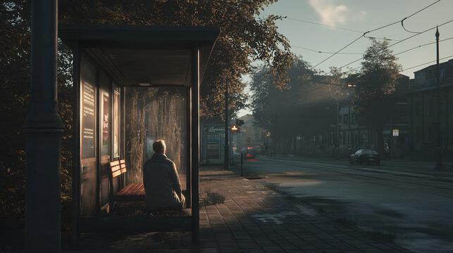 waiting at bus stop