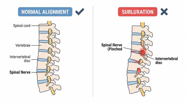 Comparison of normal spinal alignment and vertebral subluxation