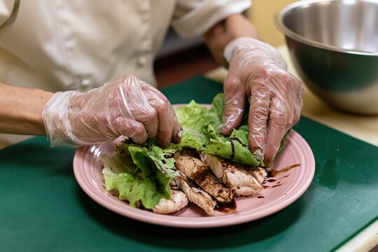 The Grilled Chicken Salad Plate with Fresh Greens and Glazed Slices