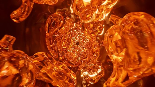 Abstract Orange Halloween Pumpkin Tunnel Animation - This abstract animation features a tunnel of translucent orange glass shapes that resemble pumpkins.