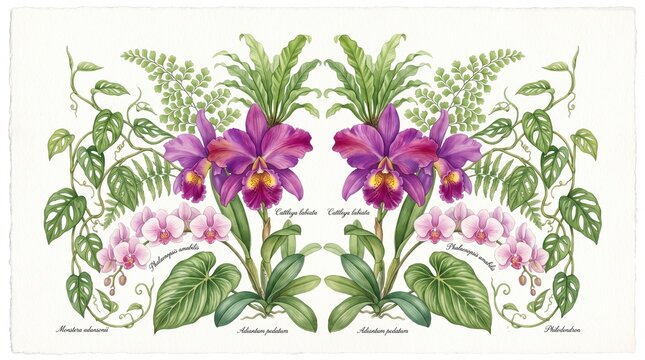 Botanical orchid illustration