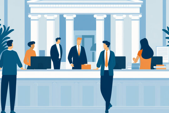Government Office Interior. Robust Checks and Balances System for Enhanced Accountability and Corruption Prevention in Modern Public Administration, Showcasing Transparent Governance Practices.