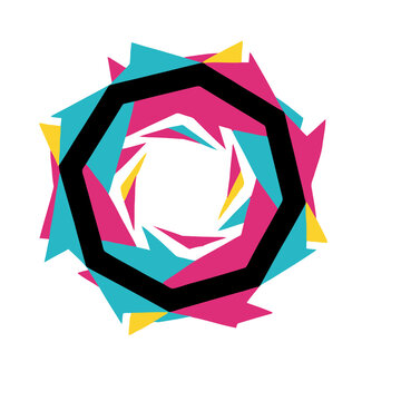 Abstract geometric shape with colorful triangles