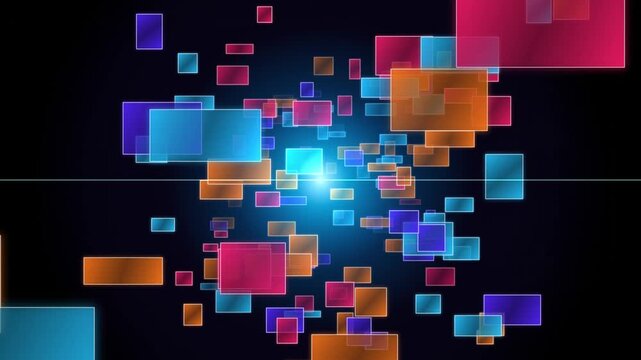 Abstract background with floating translucent colorful geometric rectangles