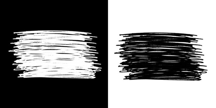 Large messy scribble block made from black ink lines offers versatile transparent png for highlighting and blocking out text areas.