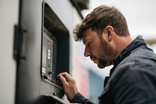 A dedicated technician reviews the control settings of machinery, illustrating the meticulous attention required to ensure proper operation and functionality in the industrial sector.