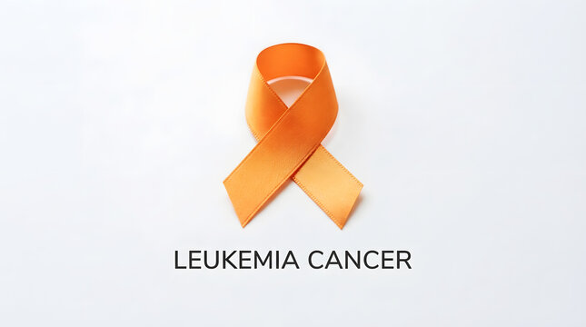 Leukemia orange awareness ribbon on white background