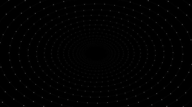 Abstract background of glowing white dots arranged in a circular pattern