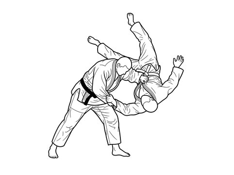 Martial art sport competition grappling action illustration