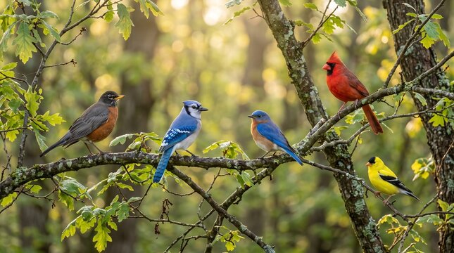 Colorful wild birds