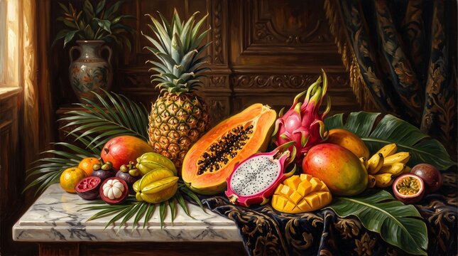 Tropical fruit still-life
