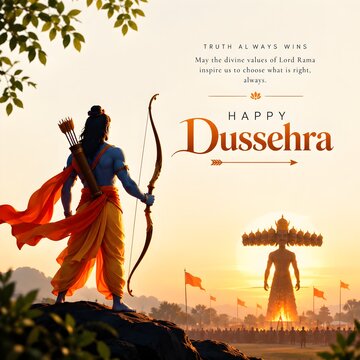 Lord rama holding bow for dussehra celebration