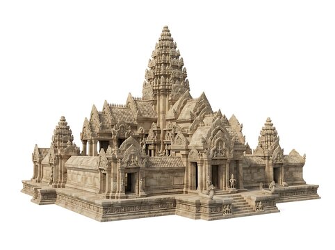 Ancient stone temple architecture isolated