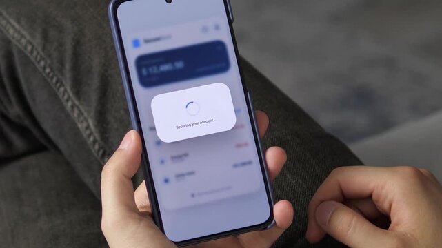 Person blocks an unrecognized bank login attempt on a smartphone, highlighting mobile fraud prevention, account protection and real-time cybersecurity alerts.