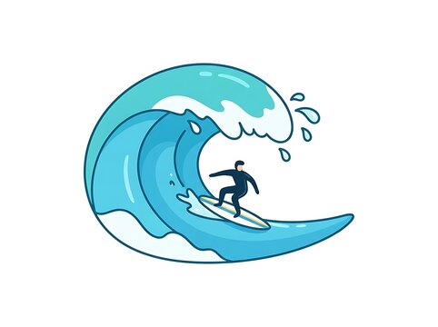 Surfer riding ocean wave