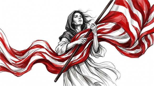 Woman Holding Flag