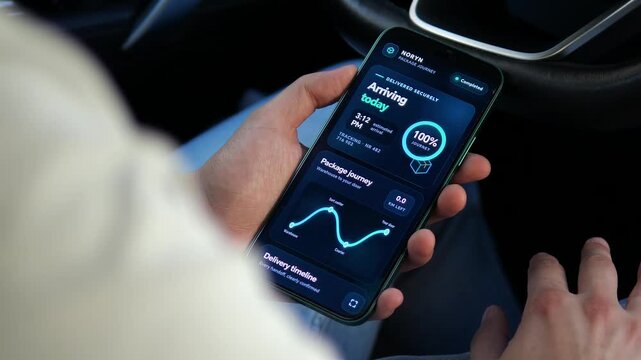 Person checks a completed package delivery on a smartphone, highlighting real-time parcel tracking, last-mile logistics, secure handoff and growing demand for transparent ecommerce shipping.