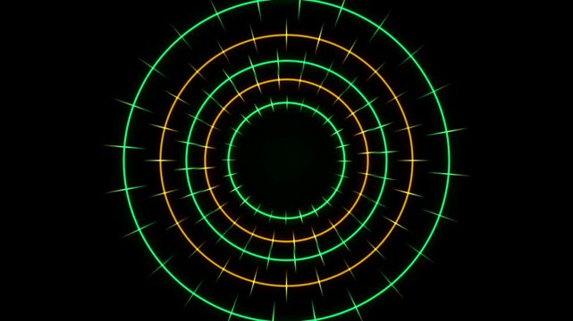Neon Green and Orange Radar HUD Circle Loop Animation