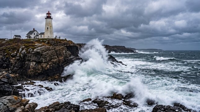 Lighthouse Crashing Waves