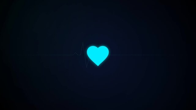 Glowing Cyan Heart Pulse Animation Loop