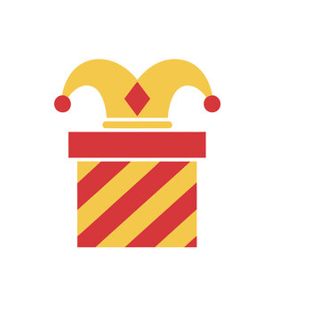 Gift box with jester hat icon