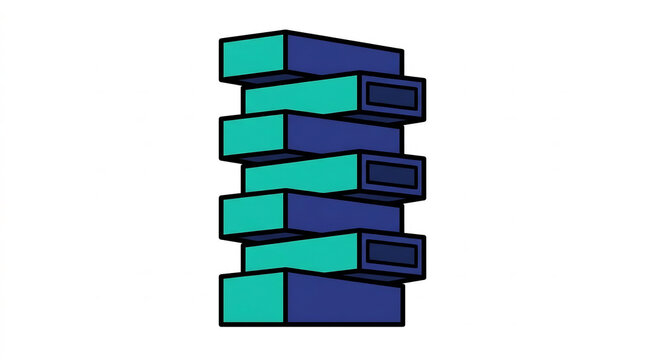 Vertical stack blocks illustration for business data storage concept