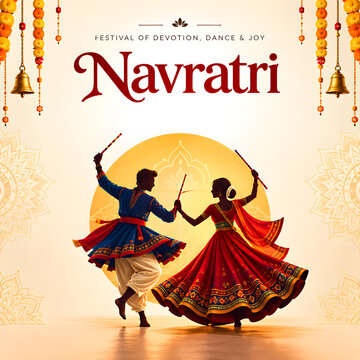 Couple dancing during navratri festival celebration