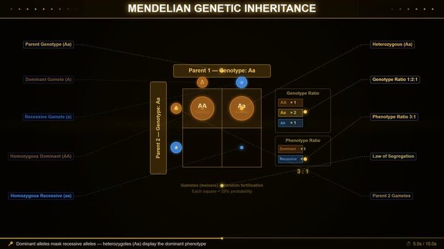 Mendelian Genetics Punnett Square Allele Combination Probabilities