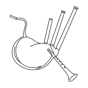 Vintage French Horn white background.