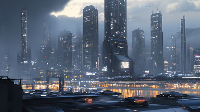 Modern Cityscape & Urban Skyline Images for Adobe Stock: High-Resolution Skyscrapers, Sunset Reflections, Car Light Trails, Wet Roads and Business District Landscapes