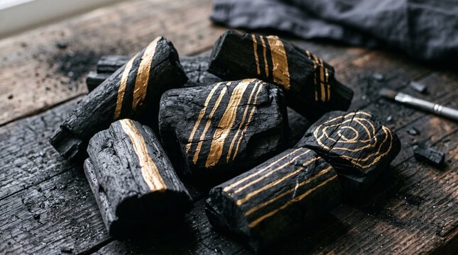 Gold Painted Charcoal