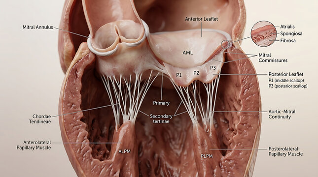 3D Photorealistic Complete Human Mitral Valve Anatomy with Anterior Posterior Leaflets Chordae and Papillary Muscles