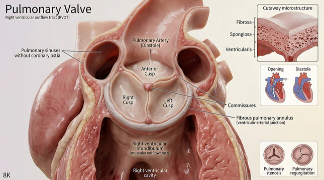3D Photorealistic Complete Human Pulmonary Valve Anatomy with Cusps Sinuses and Infundibular Relationships