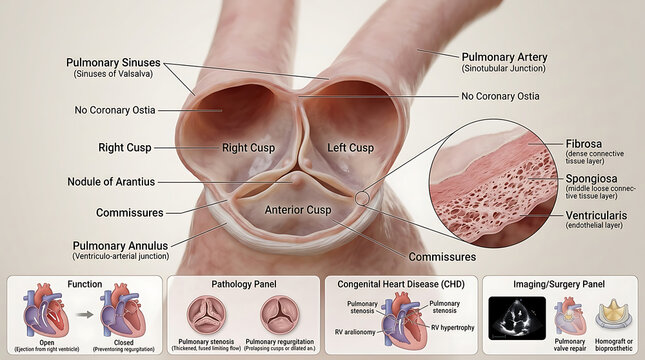 3D Photorealistic Complete Human Pulmonary Valve Anatomy with Cusps Sinuses and Infundibular Relationships