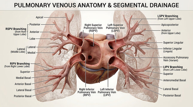 3D Photorealistic Complete Human Pulmonary Venous Anatomy with Four Veins and Lobar Drainage Patterns
