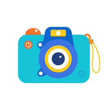 Colorful toy camera vector illustration in vibrant flat style