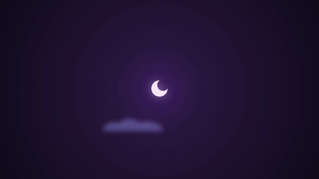 Crescent Moon Night Sky Animation Clouds Moving