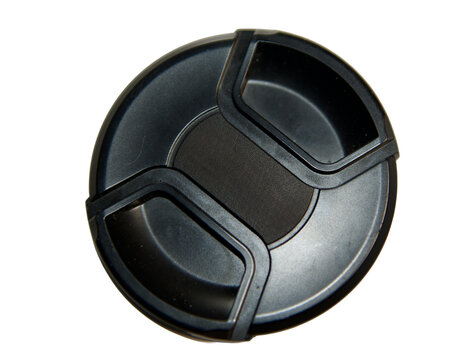 black plastic lens cap Isolated on transparent background 
