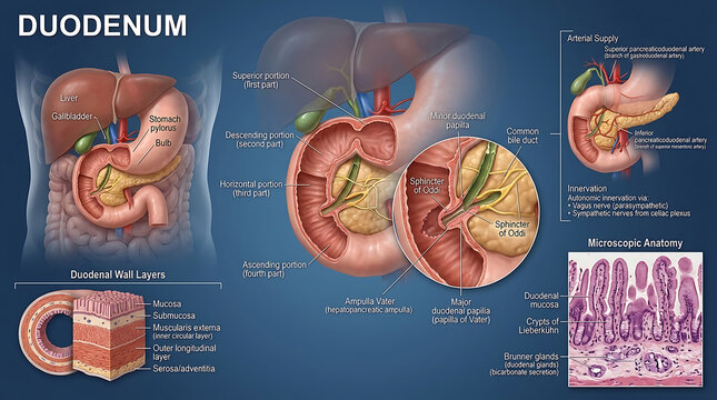 3D Photorealistic Complete Human Duodenal Anatomy with Four Portions Ampulla of Vater and Brunner Glands