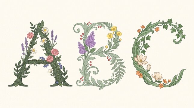 Floral alphabet letters