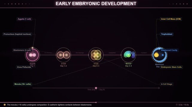 Embryonic Cleavage Stages from Zygote to Morula and Blastocyst
