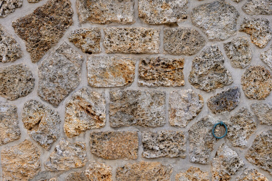 Limestone block wall used as a background texture