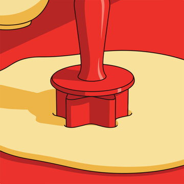 Abstract red and yellow form with rounded shapes