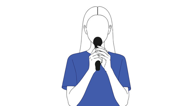 Person holding a microphone, ready to speak or sing