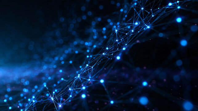 Abstract Blue Digital Network Connection with Glowing Nodes