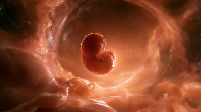 Human Embryo Developing Inside Womb Medical Illustration