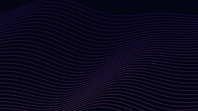 Abstract purple wave lines waving smoothly&nbsp;on dark background seamless loop animation