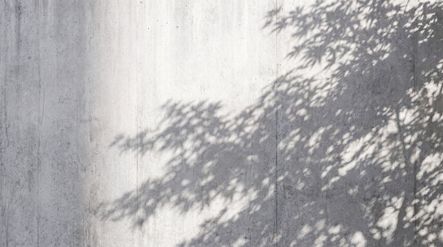 Tree Shadows on White Concrete Wall Background