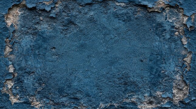 Rough textured dark blue peeling paint surface background