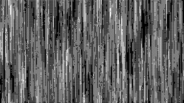 Monochrome Pixel Halftone Bitmap Noise Glitch Animation Loop for Retro Video Effect Background